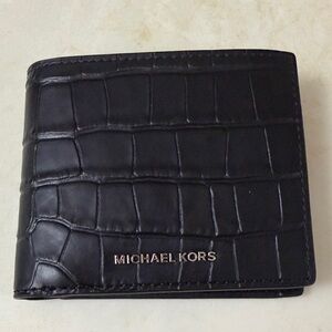 Michael Kors Croc-Embossed Black Wallet